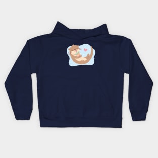 Cute Otter Loves Bubble Tea Kids Hoodie